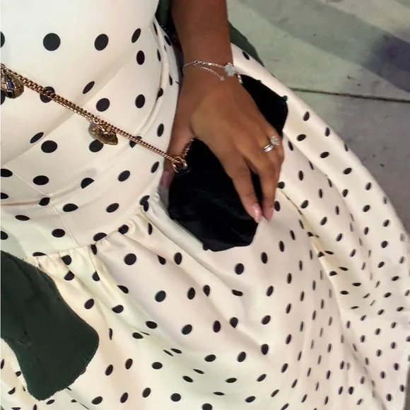 Self portrait Strapless White (ivory) Polka Dot Midi Dress